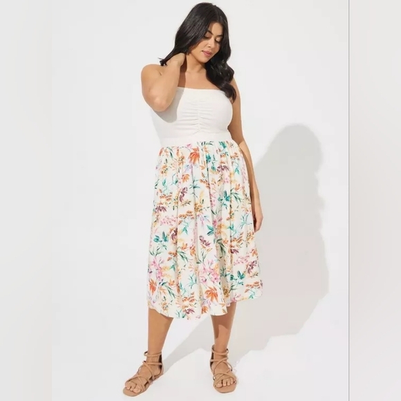Torrid MIDI Jersey Sweetheart Tube Dress Carrie Floral 3x New Nwt - Picture 1 of 12
